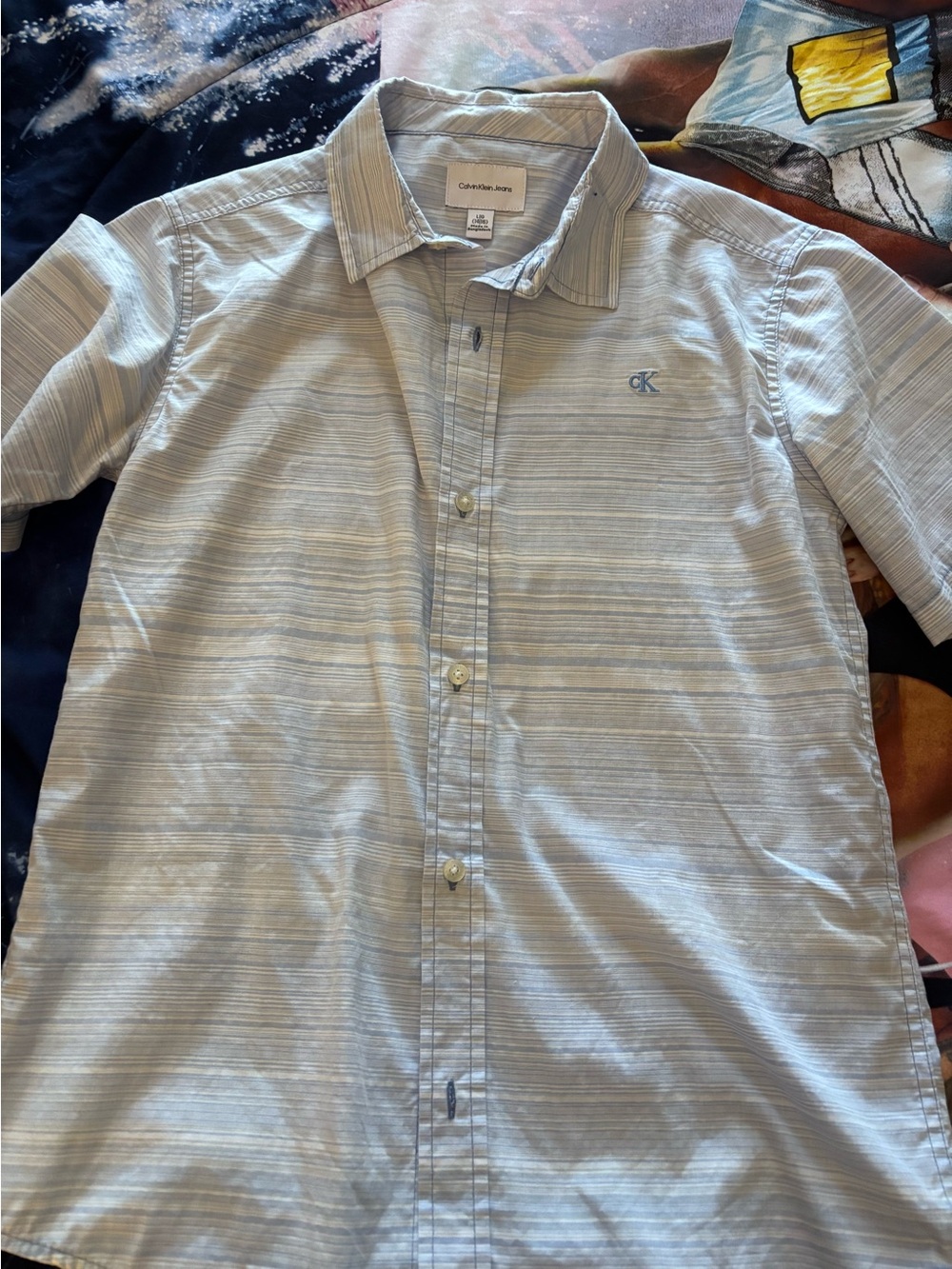 Calvin Klein Jeans Light Striped Short-Sleeve Button-Down Shirt